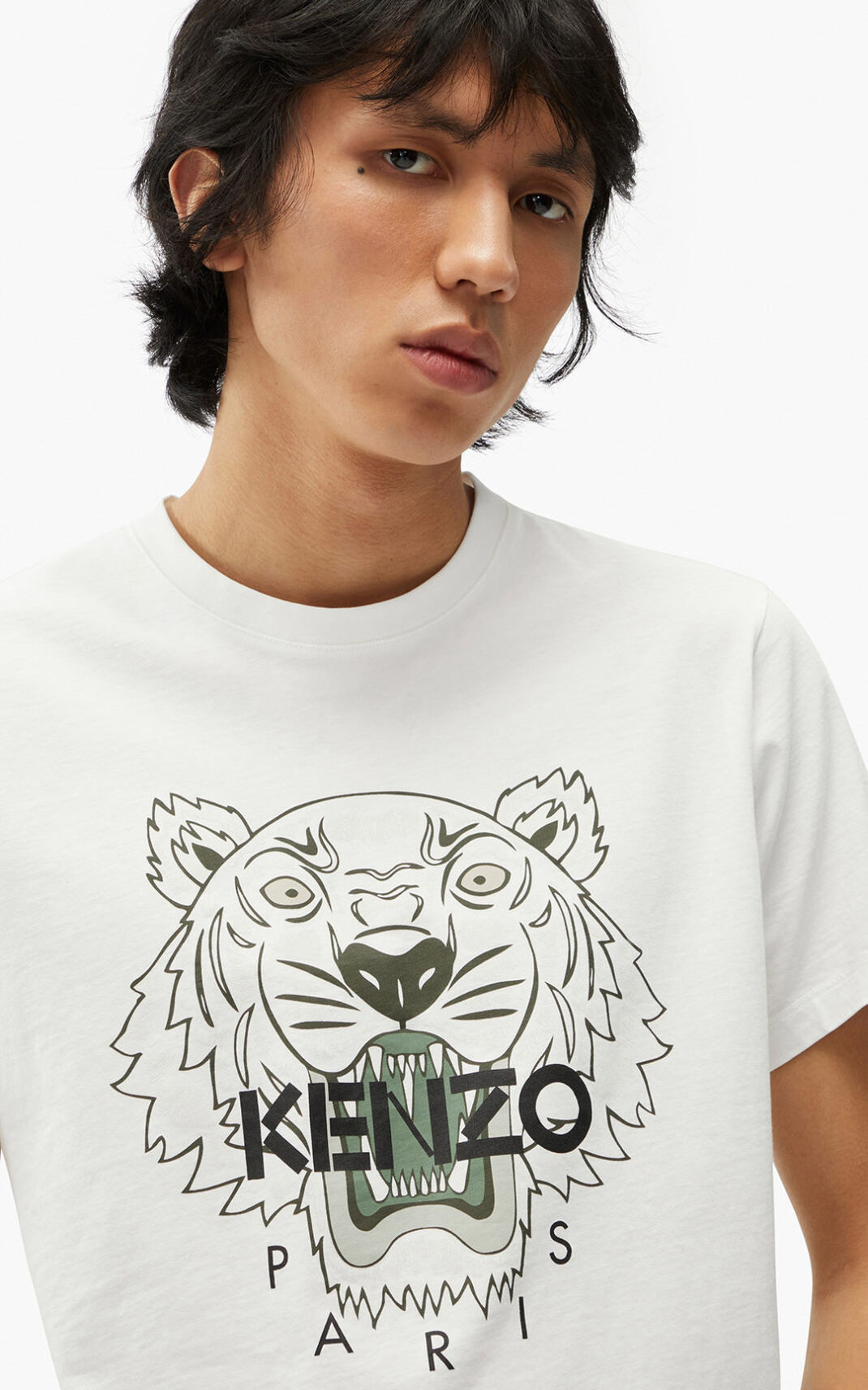 Camiseta Kenzo Tiger Masculino - Branco | 423HDKQSU